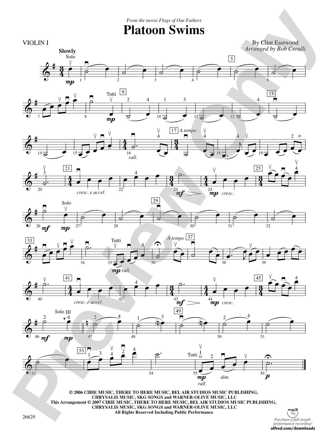 Platoon Swims (from Flags of Our Fathers): 1st Violin