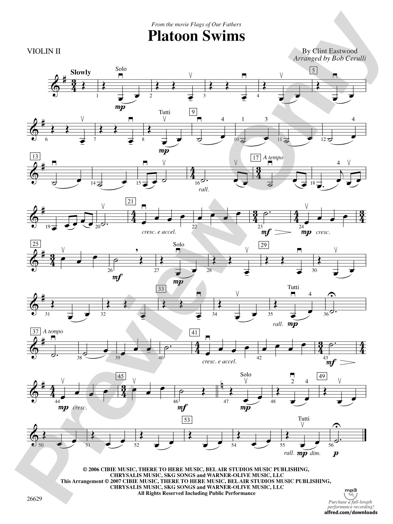 Platoon Swims (from Flags of Our Fathers): 2nd Violin