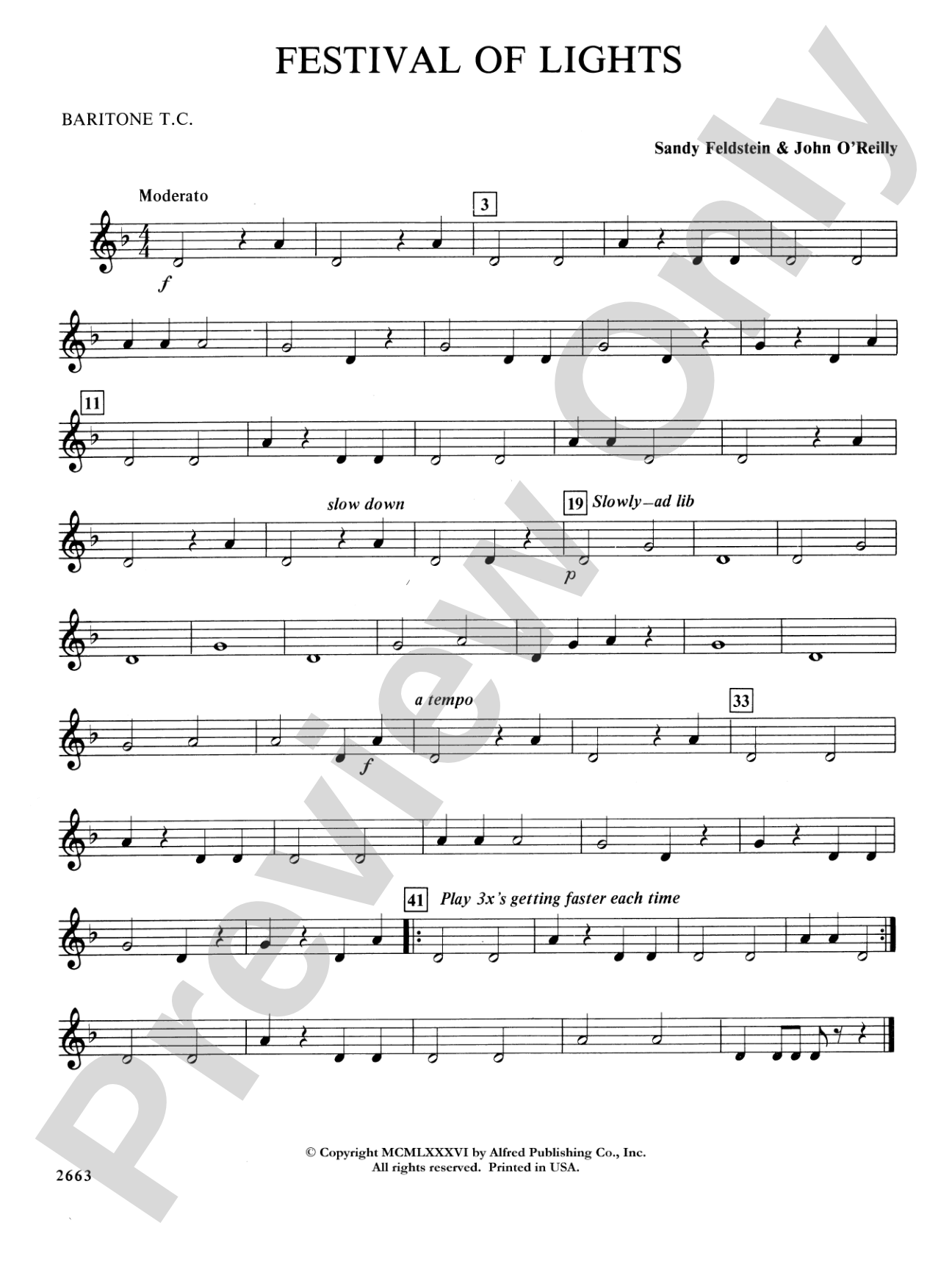 Festival of Lights (with optional chorus): Baritone T.C.