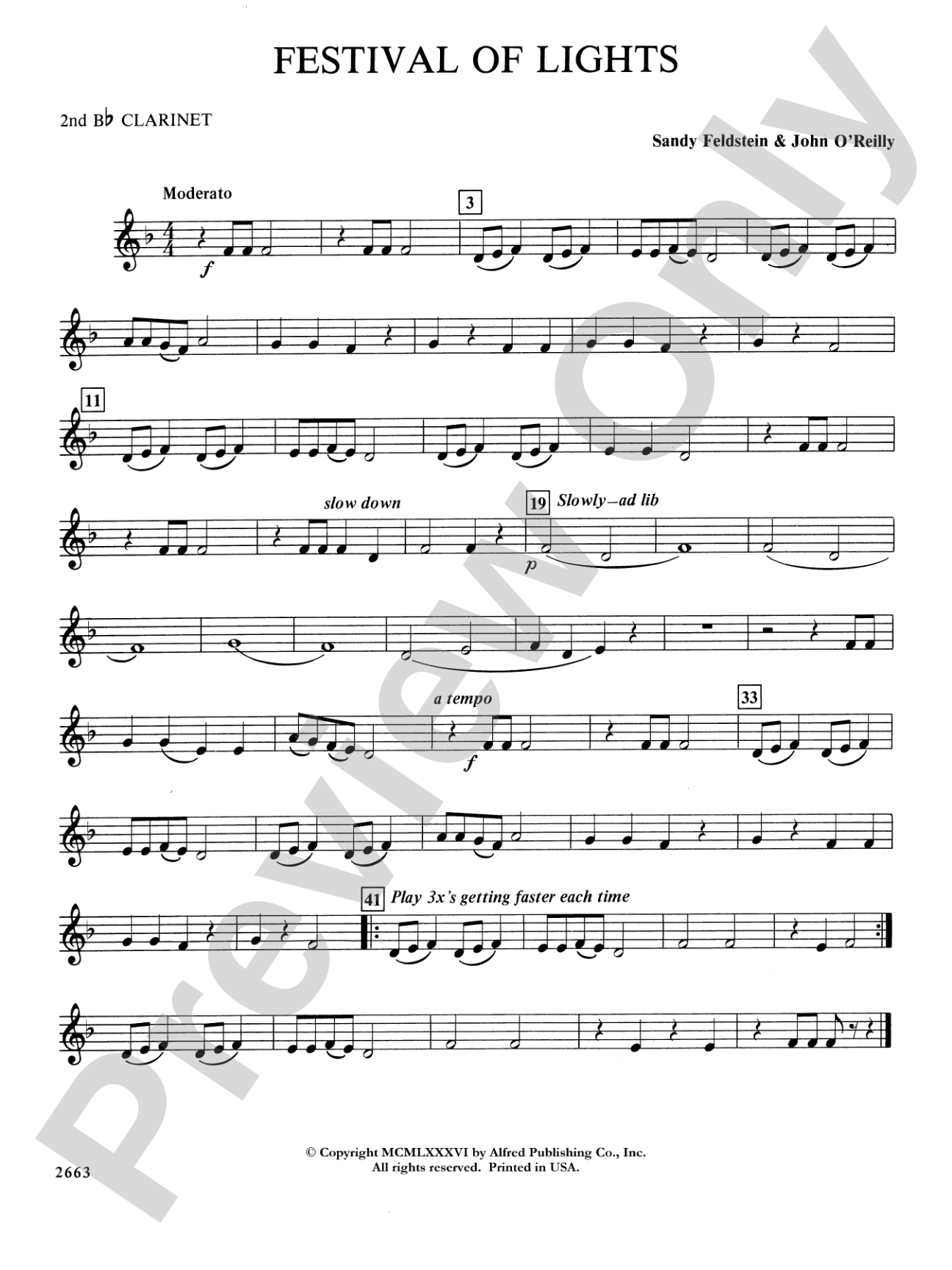 Festival of Lights (with optional chorus): 2nd B-flat Clarinet