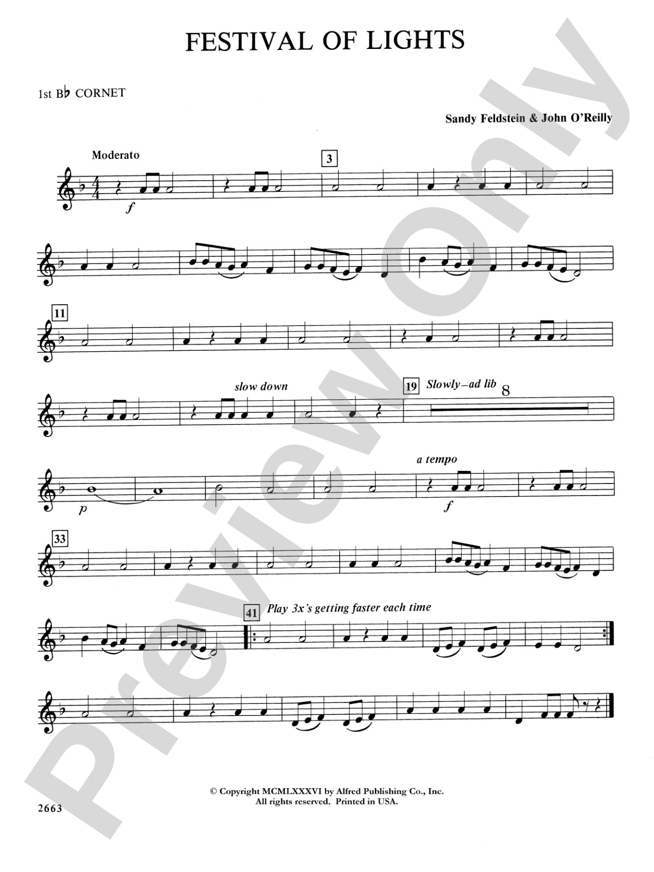 Festival of Lights (with optional chorus): 1st B-flat Cornet