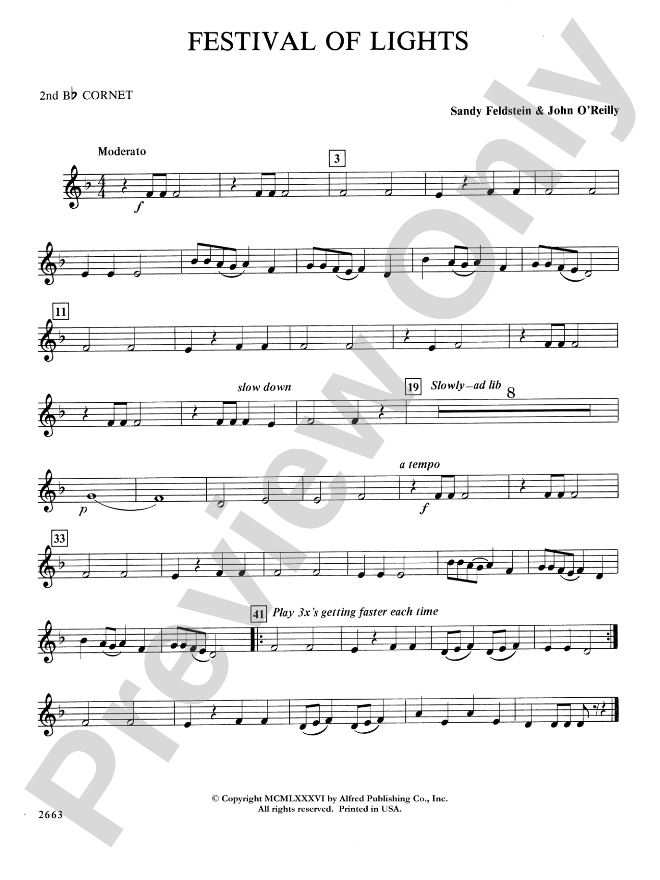 Festival of Lights (with optional chorus): 2nd B-flat Cornet