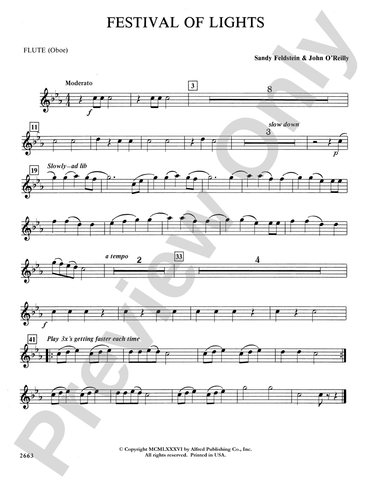 Festival of Lights (with optional chorus): Flute