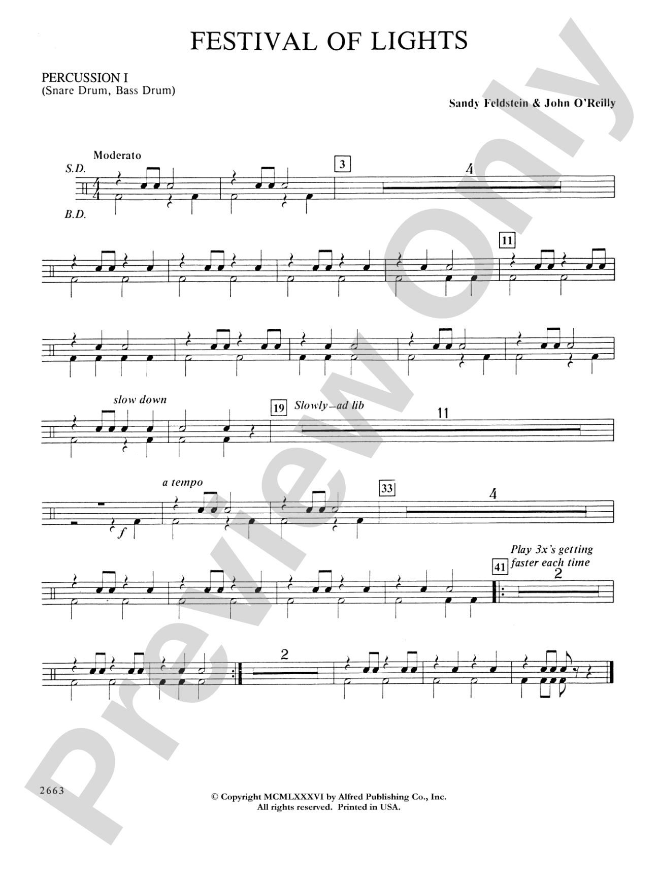 Festival of Lights (with optional chorus): 1st Percussion