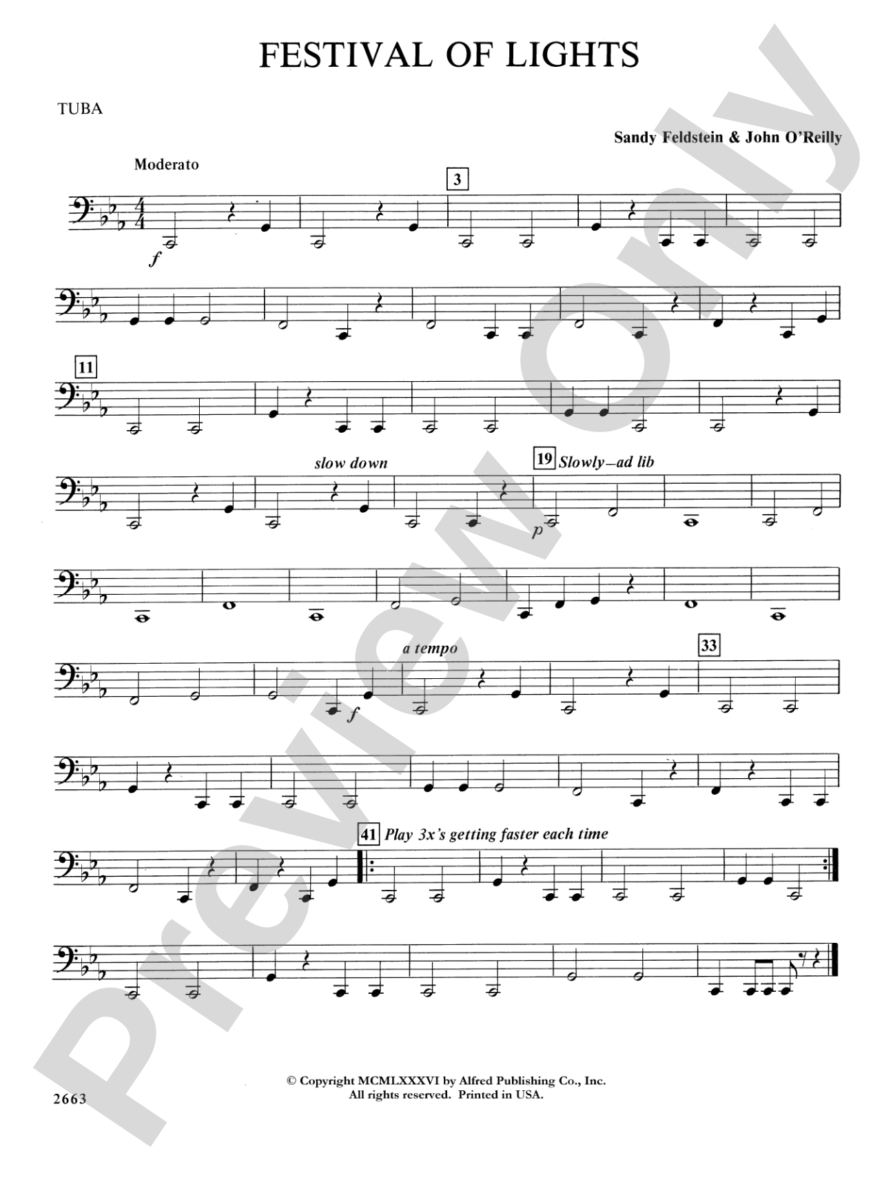 Festival of Lights (with optional chorus): Tuba
