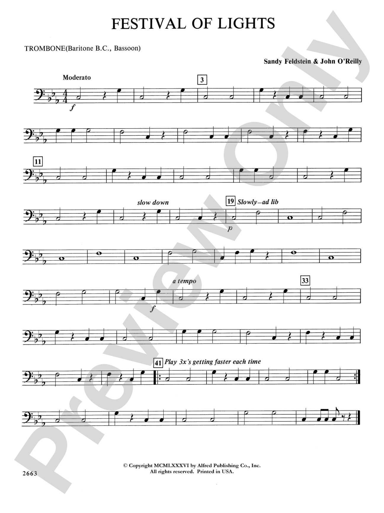 Festival of Lights (with optional chorus): 1st Trombone