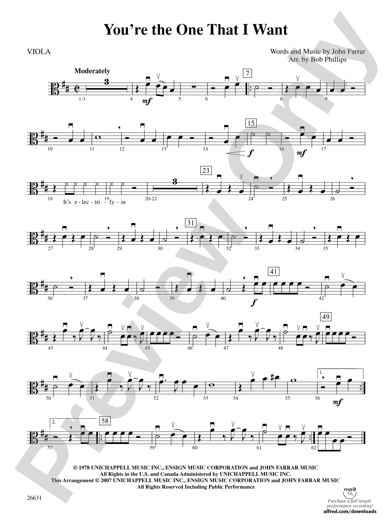 You're the One That I Want (from Grease): Viola