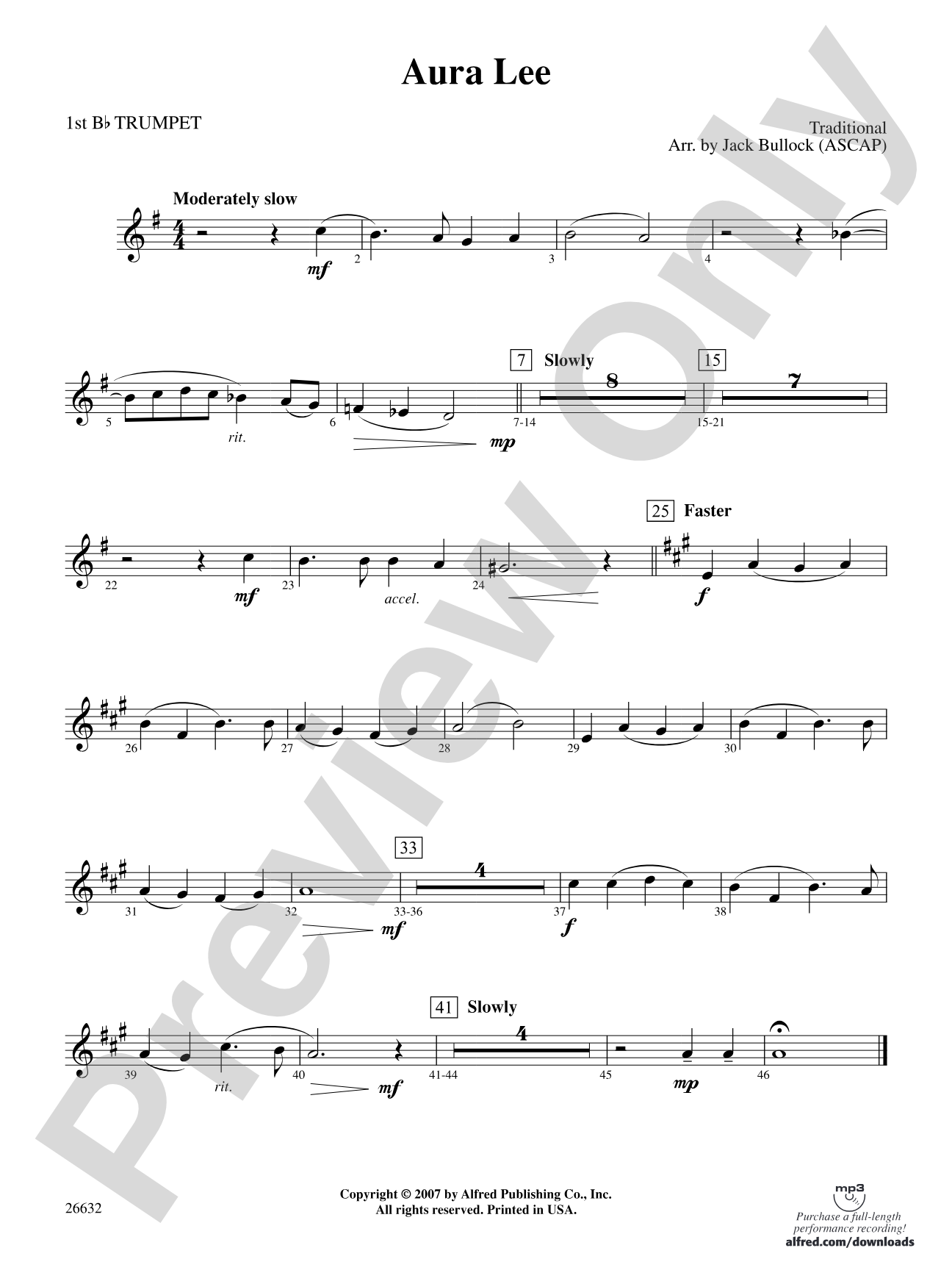 Aura Lee: 1st B-flat Trumpet