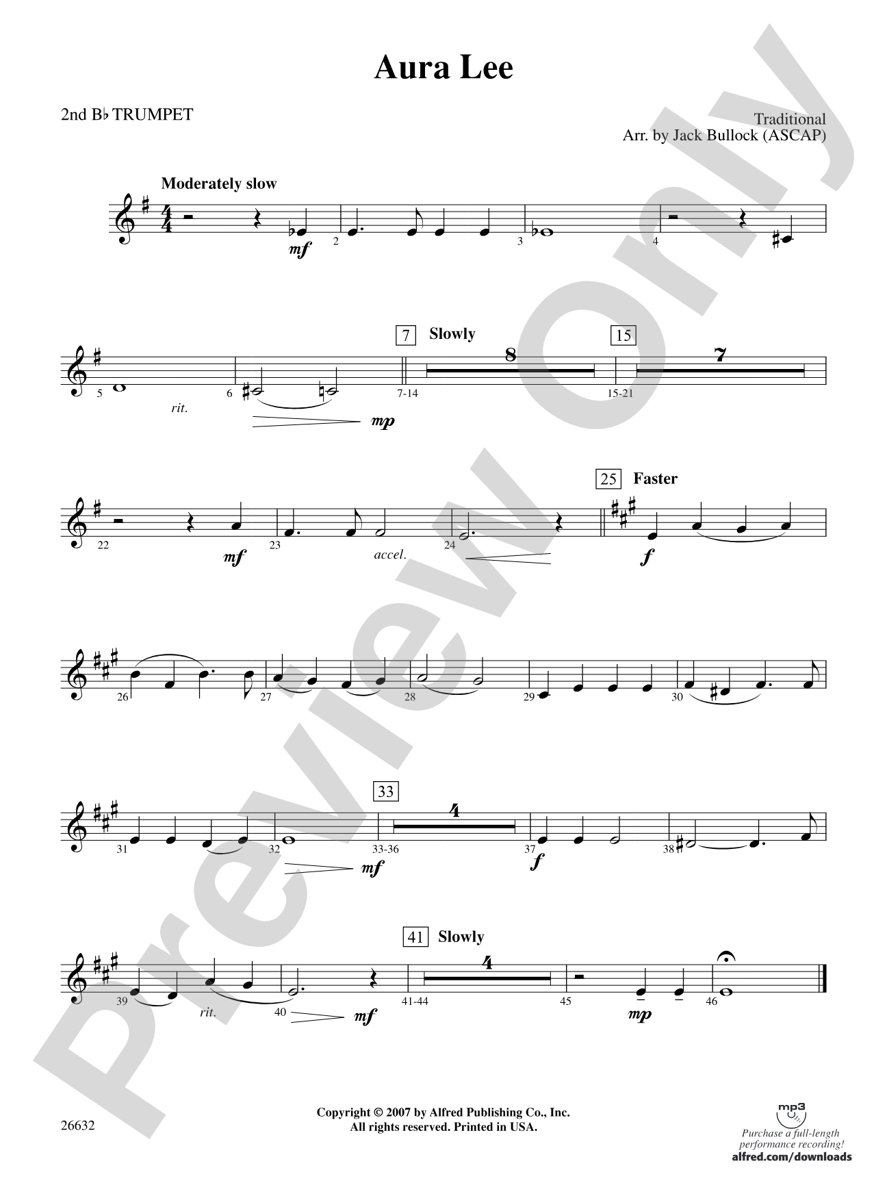 Aura Lee: 2nd B-flat Trumpet