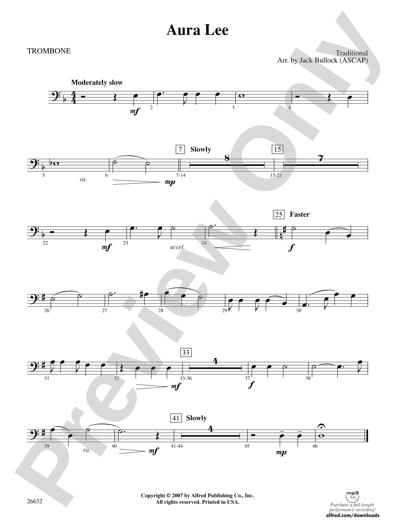 Aura Lee: 1st Trombone