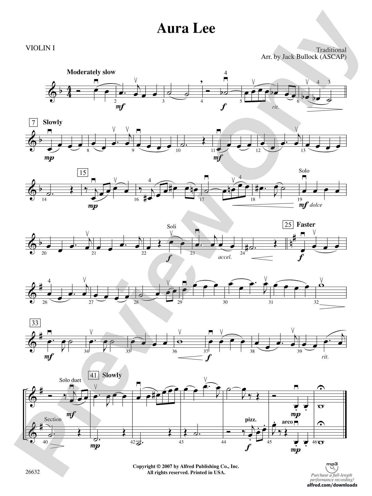 Aura Lee: 1st Violin