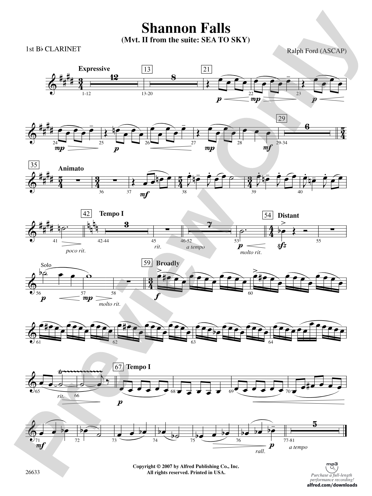 Shannon Falls: 1st B-flat Clarinet
