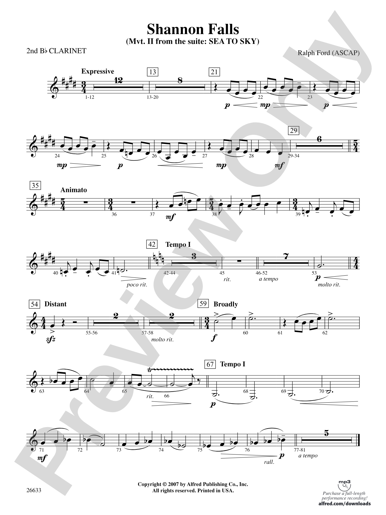 Shannon Falls: 2nd B-flat Clarinet