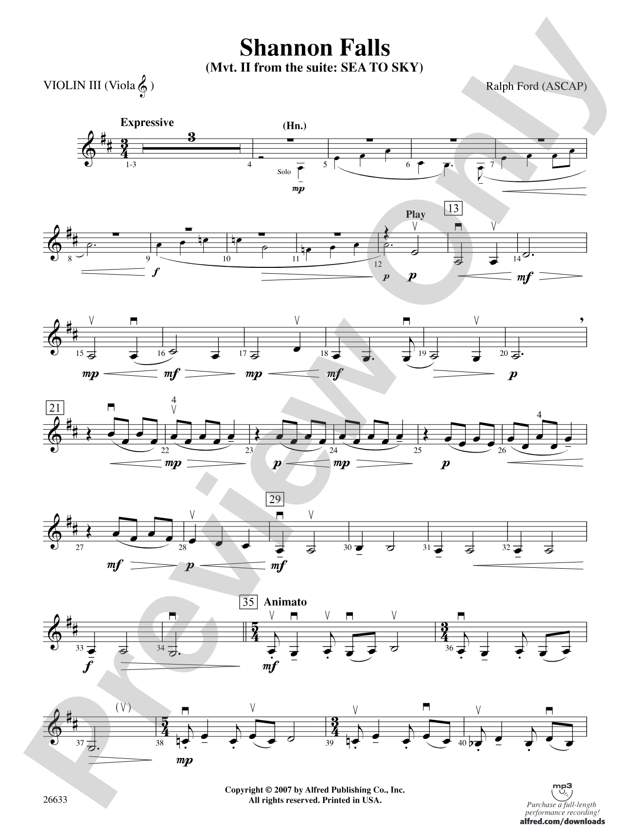 Shannon Falls: 3rd Violin (Viola [TC])
