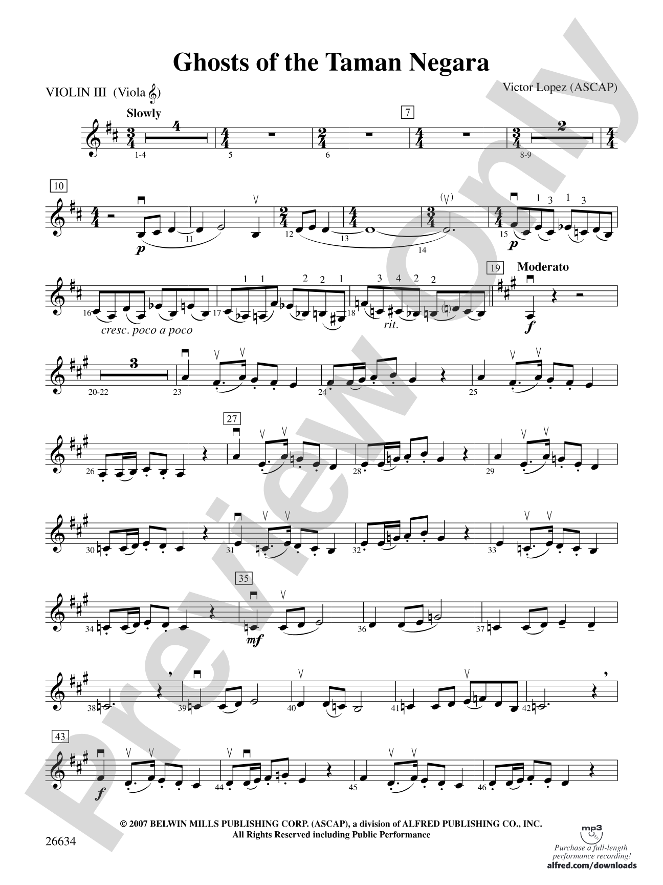 Ghosts of the Taman Negara: 3rd Violin (Viola [TC])
