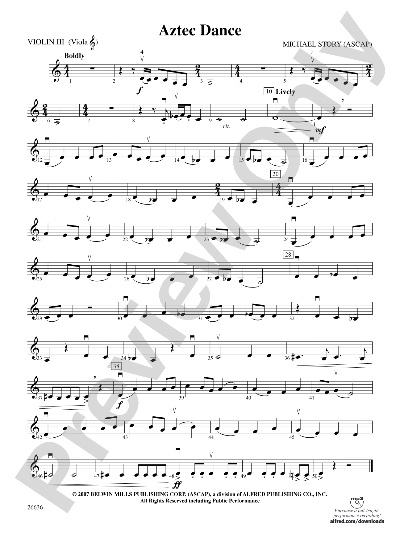 Aztec Dance: 3rd Violin (Viola [TC])