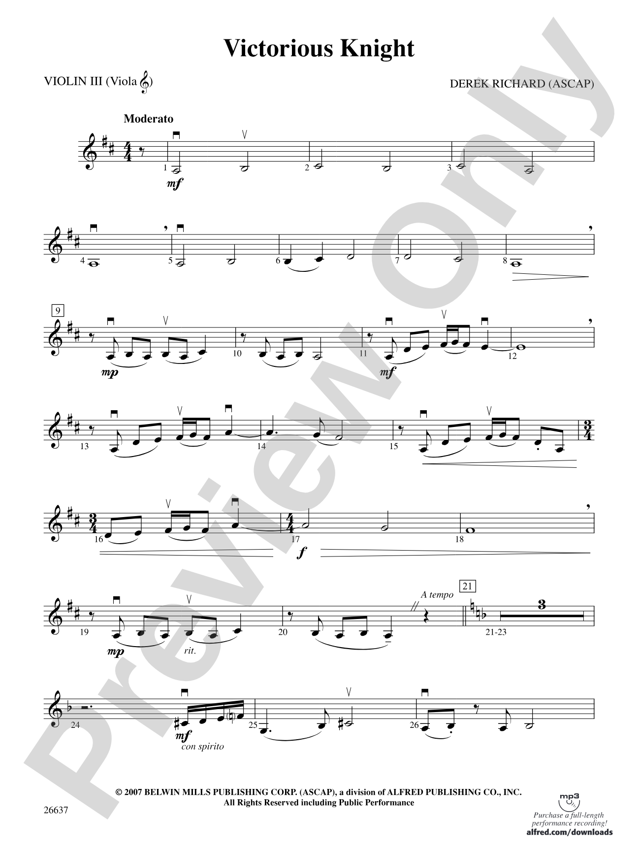 Victorious Knight: 3rd Violin (Viola [TC])
