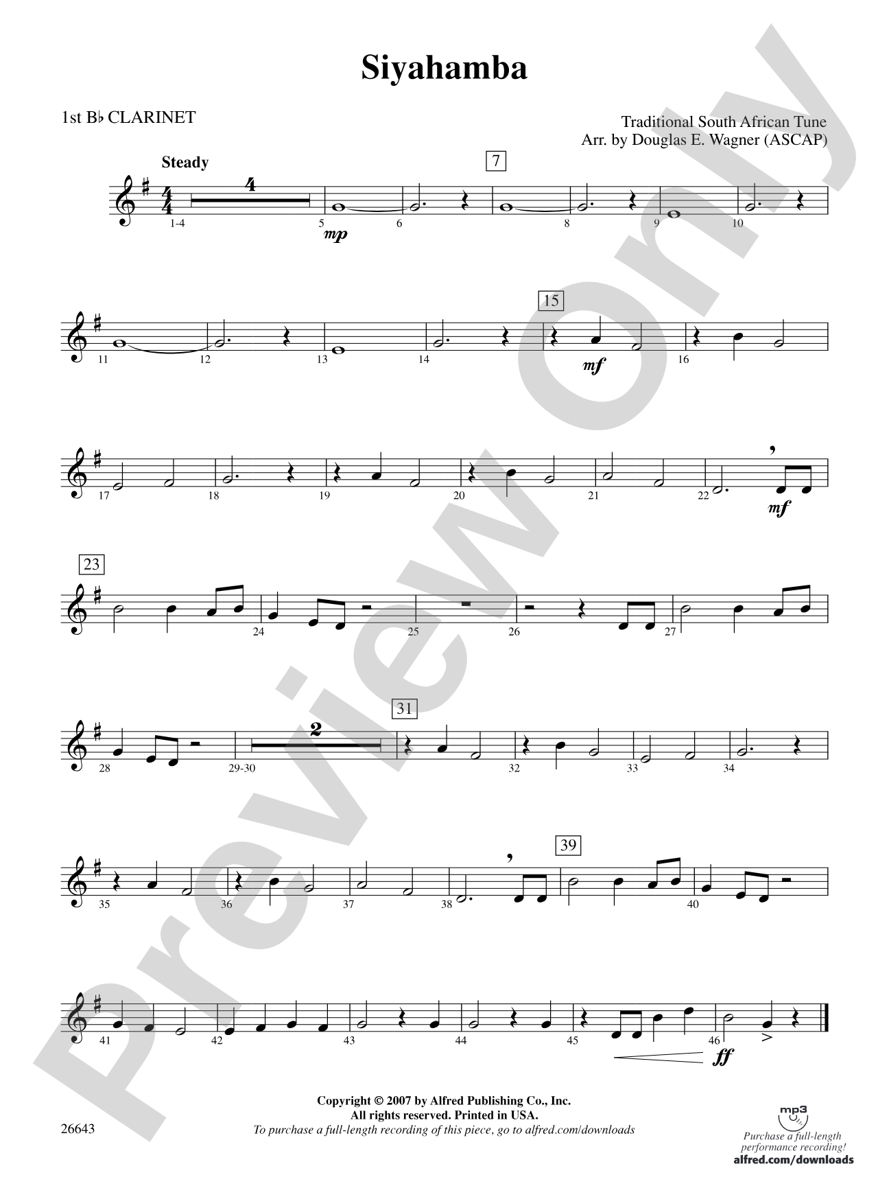 Siyahamba: 1st B-flat Clarinet