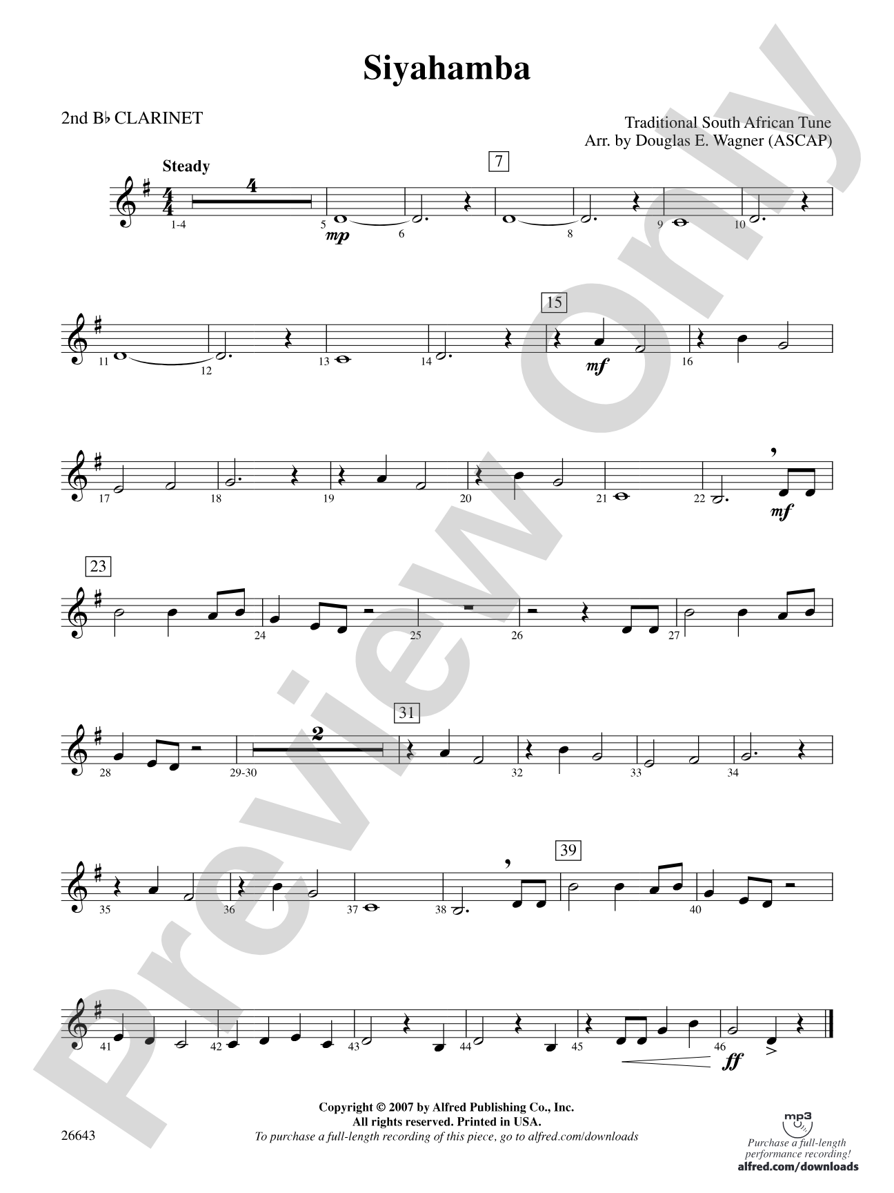 Siyahamba: 2nd B-flat Clarinet