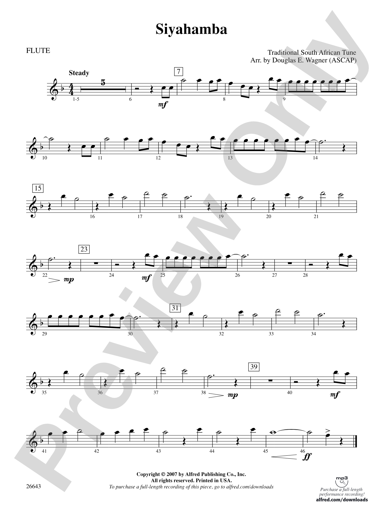 Siyahamba: Flute