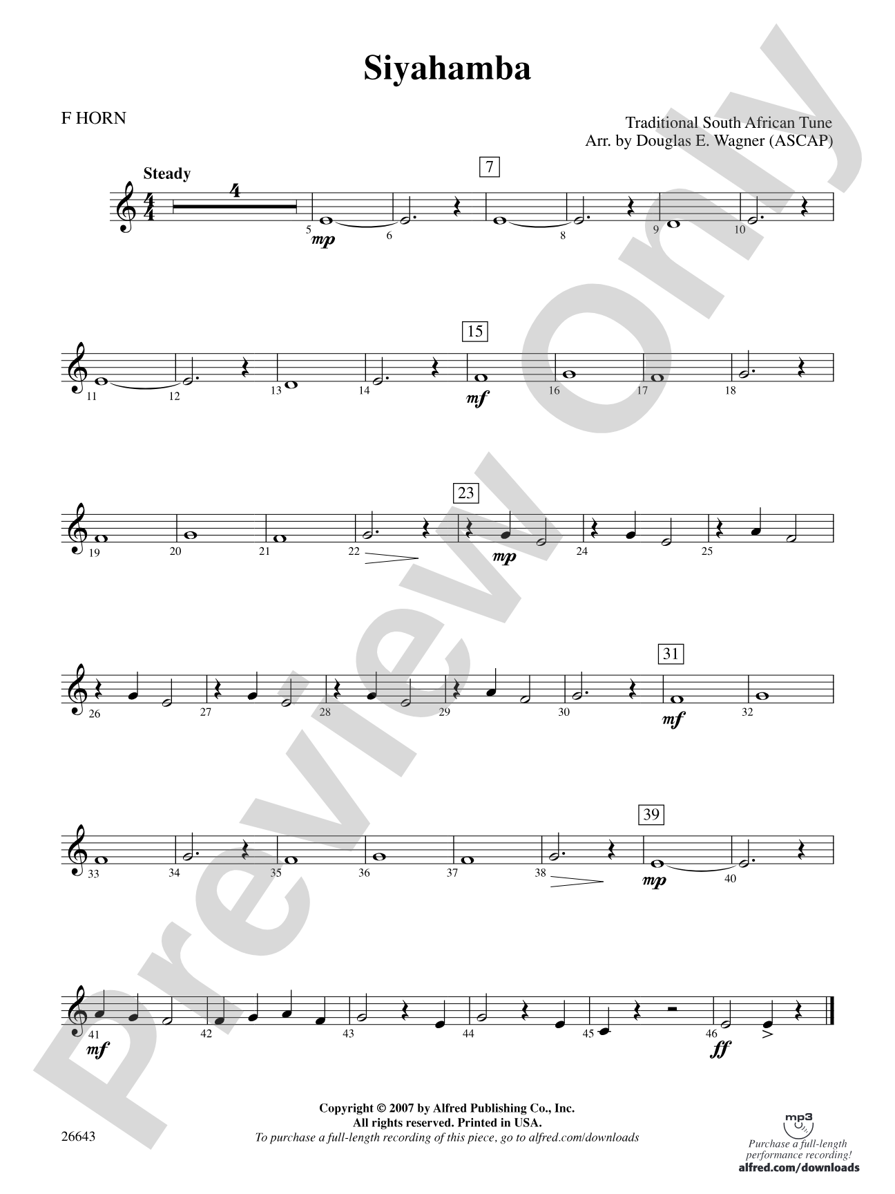 Siyahamba: 1st F Horn