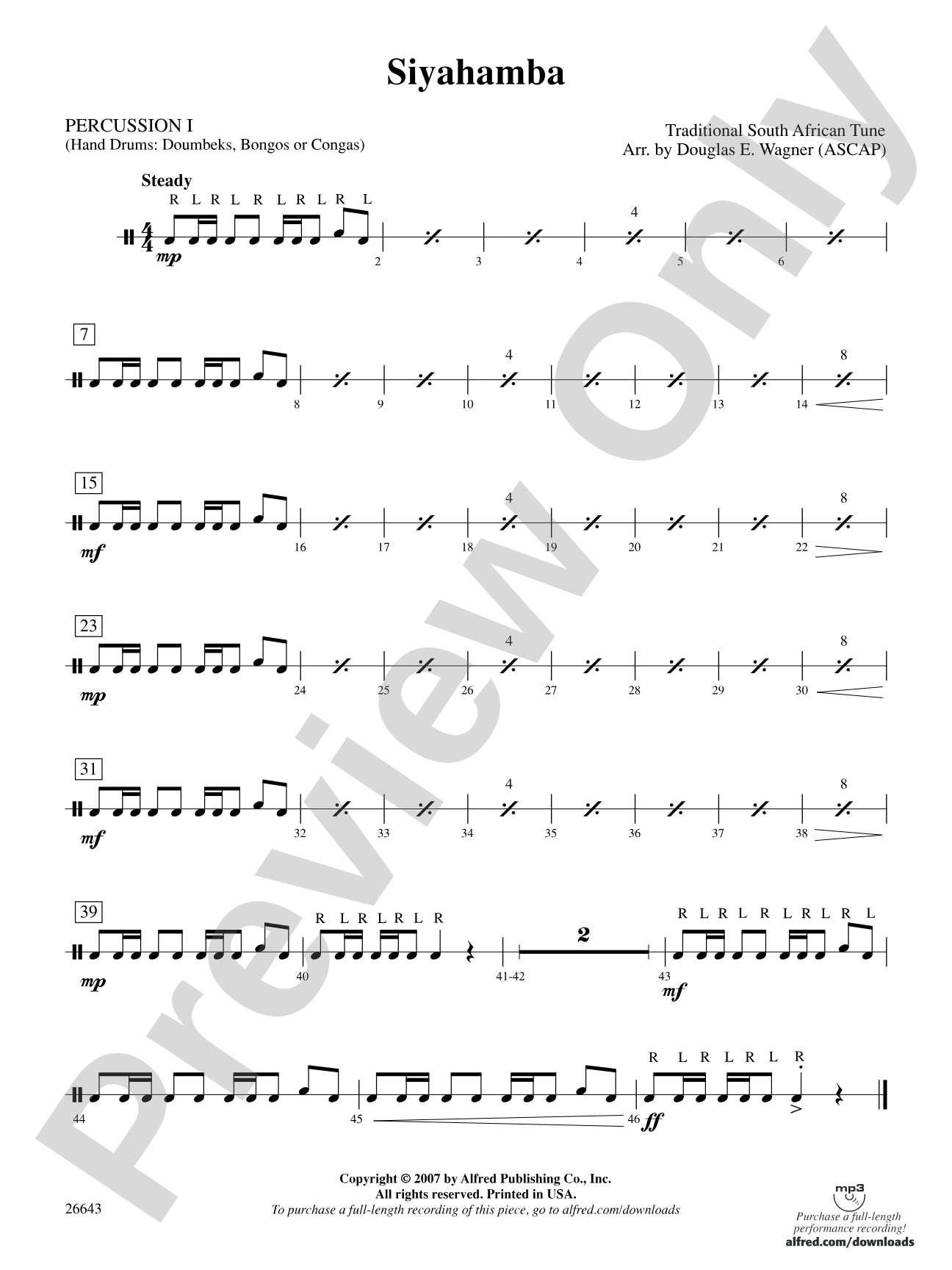 Siyahamba: 1st Percussion