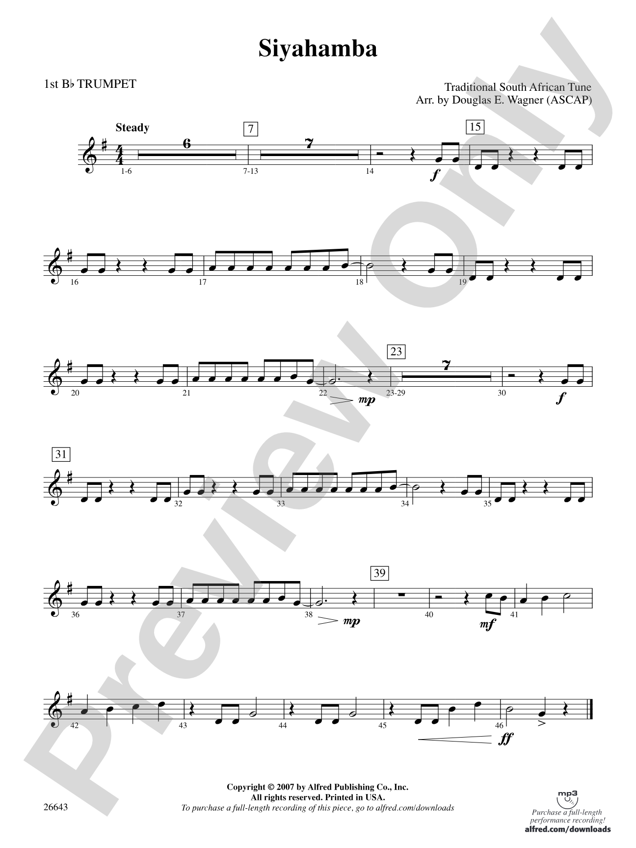 Siyahamba: 1st B-flat Trumpet