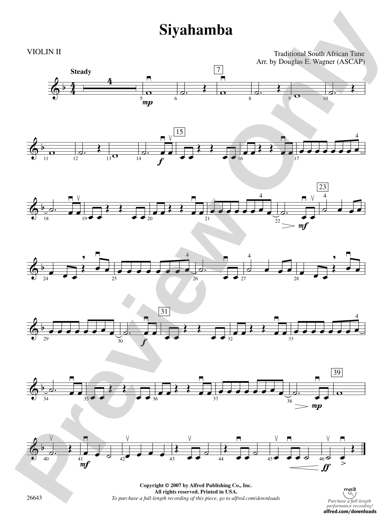 Siyahamba: 2nd Violin