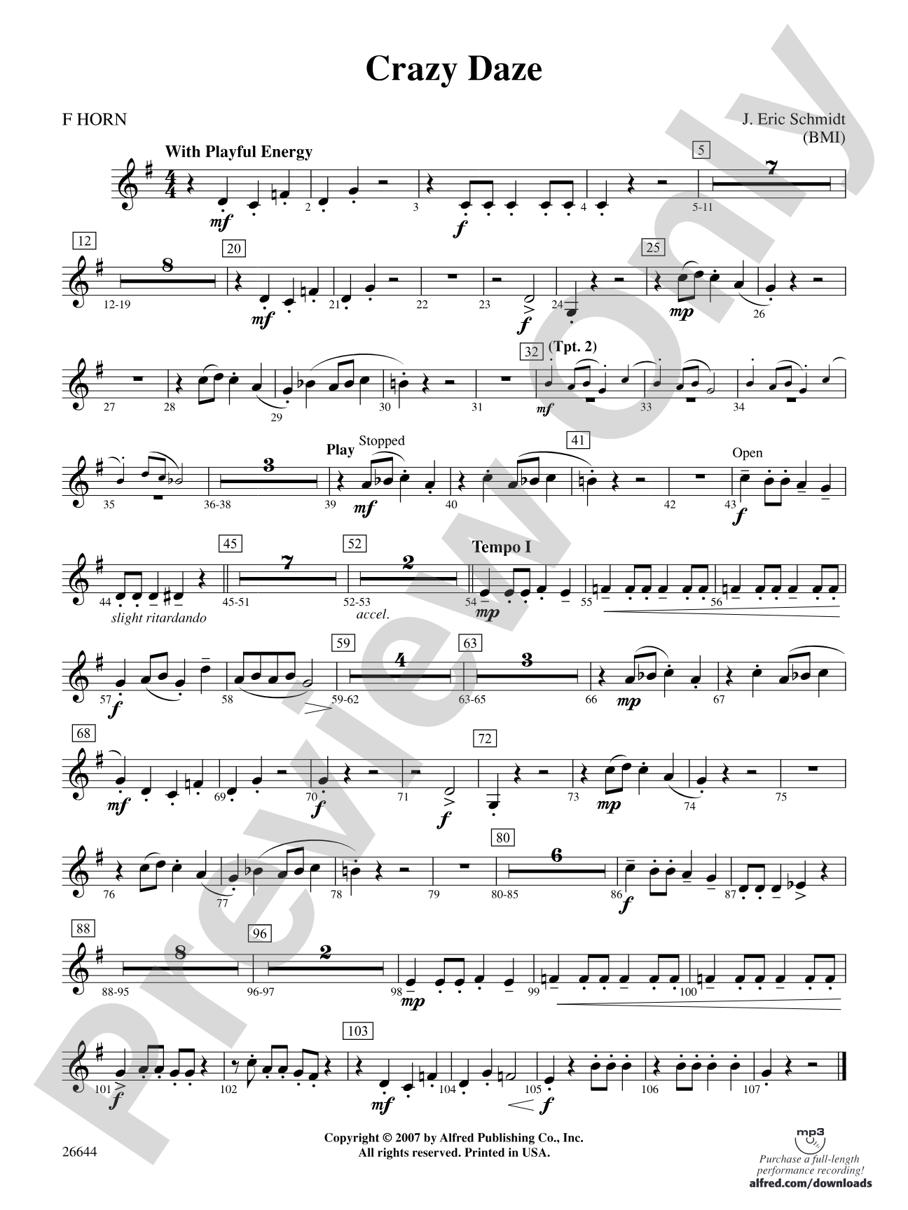 Crazy Daze: 1st F Horn