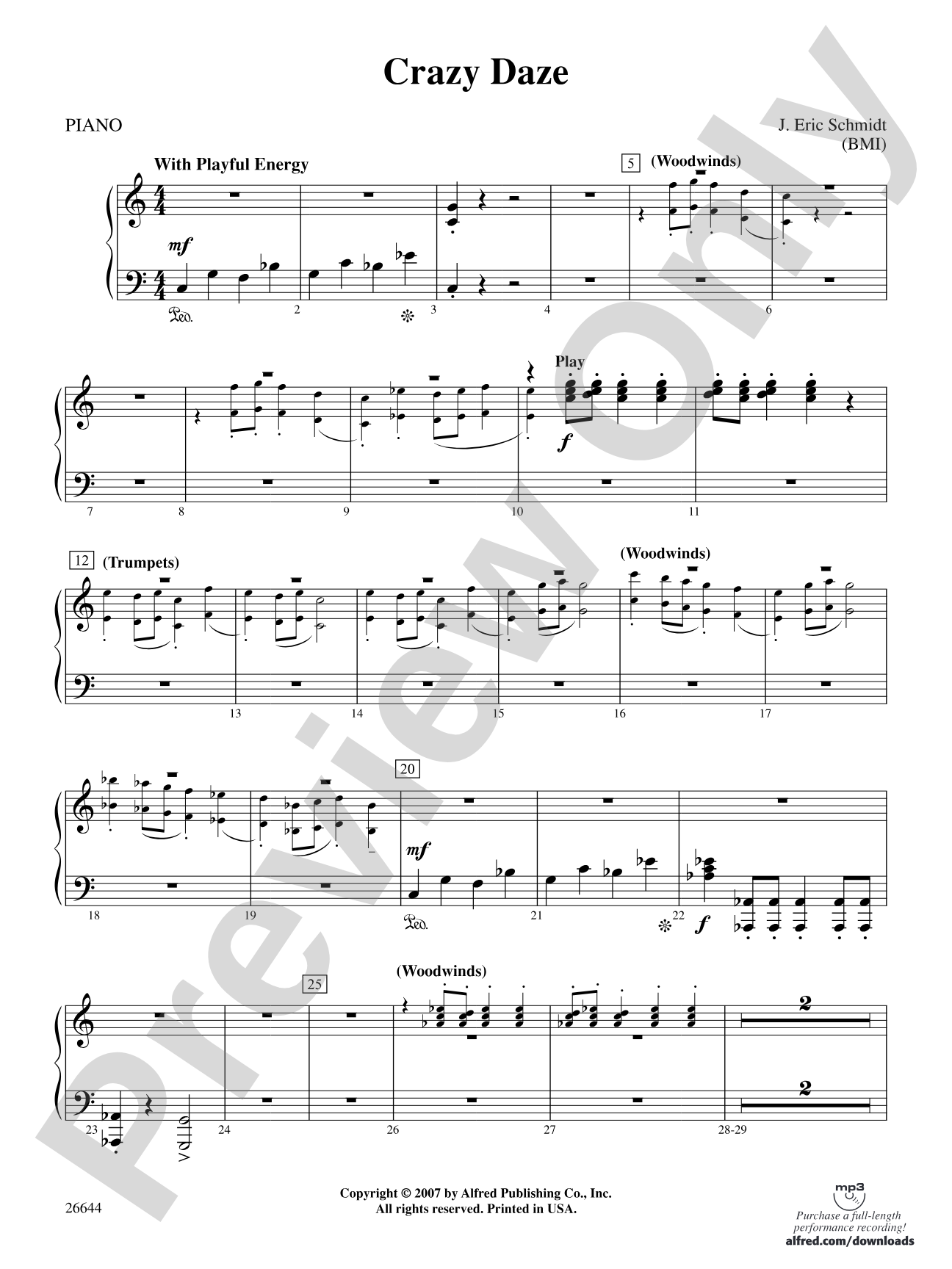 Crazy Daze: Piano Accompaniment