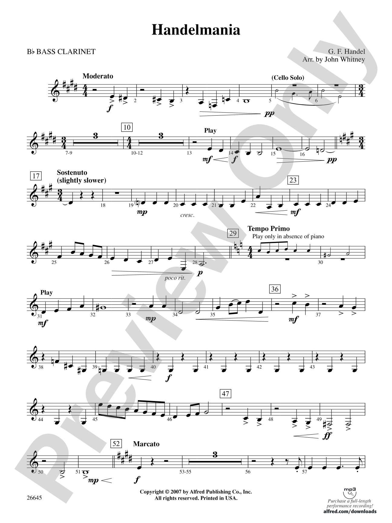 Handelmania: B-flat Bass Clarinet