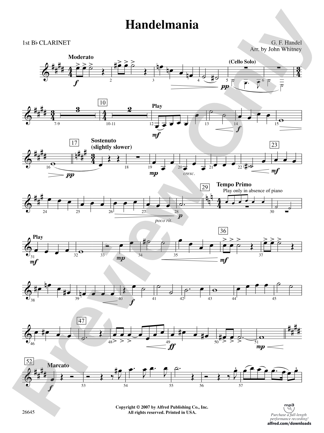 Handelmania: 1st B-flat Clarinet