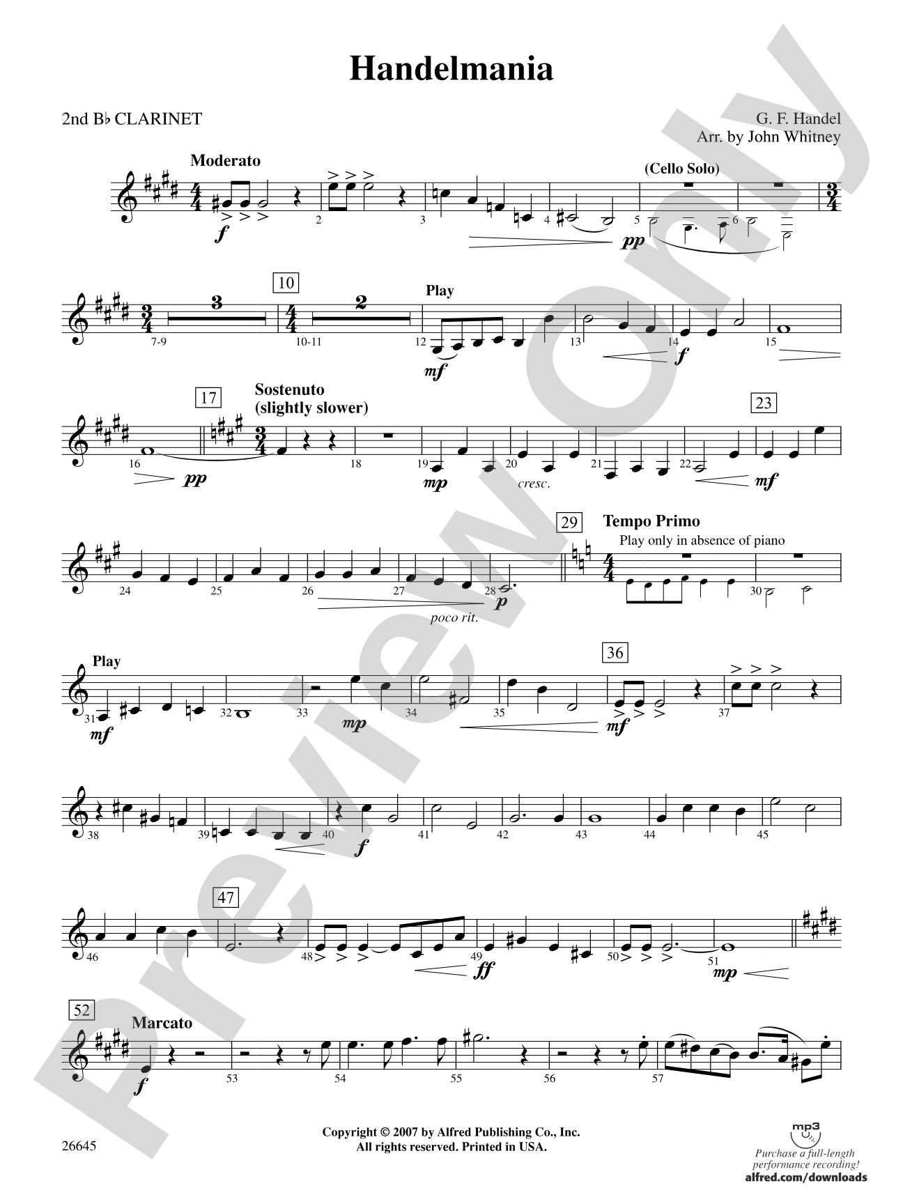 Handelmania: 2nd B-flat Clarinet