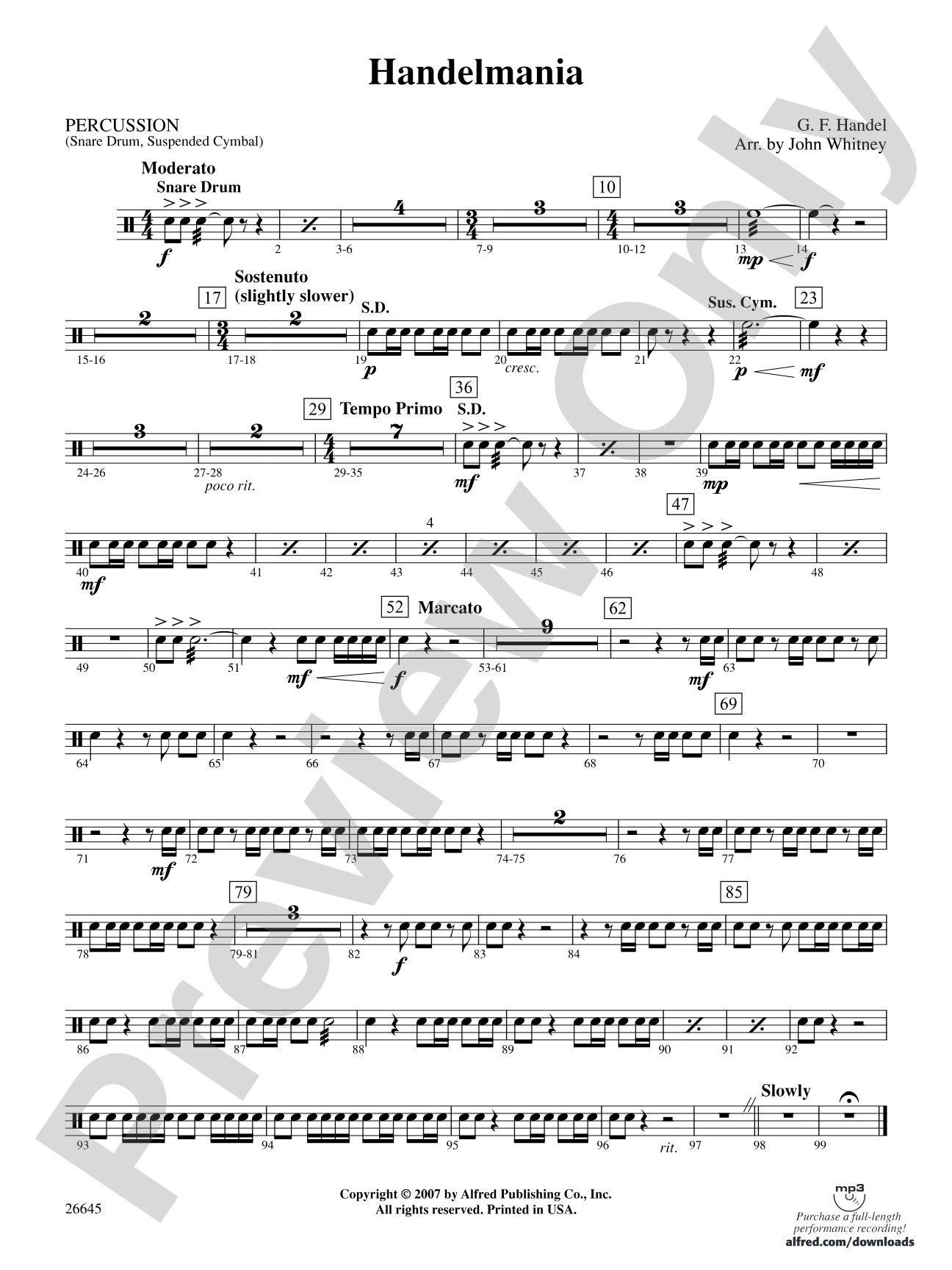 Handelmania: 1st Percussion