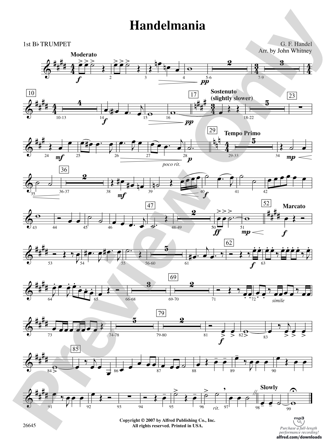Handelmania: 1st B-flat Trumpet