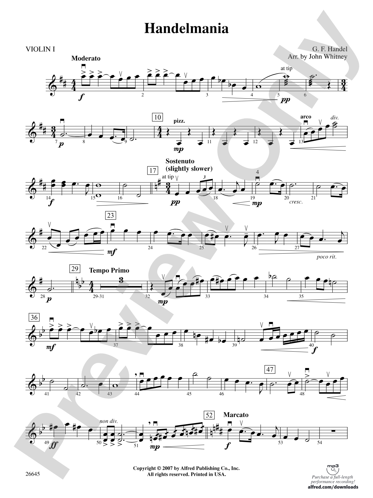 Handelmania: 1st Violin
