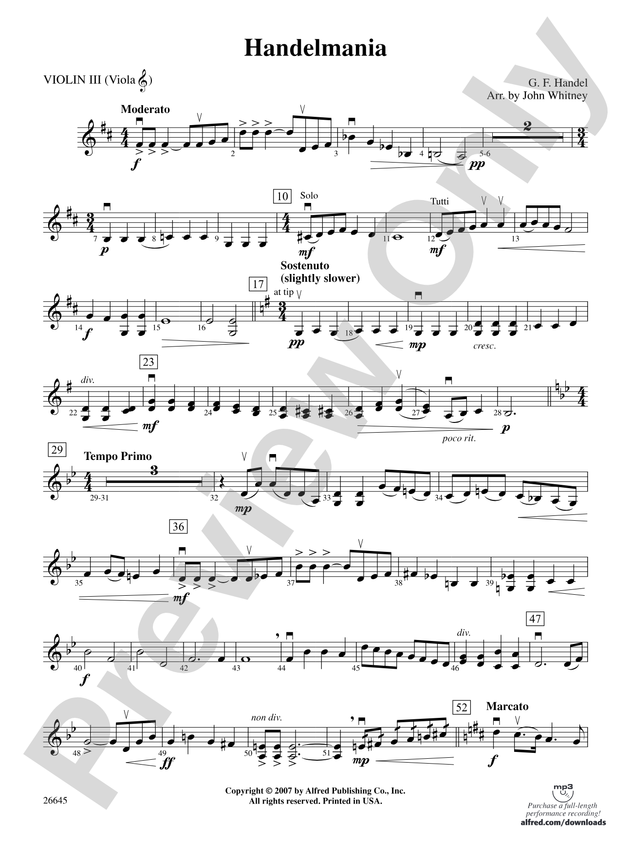 Handelmania: 3rd Violin (Viola [TC])