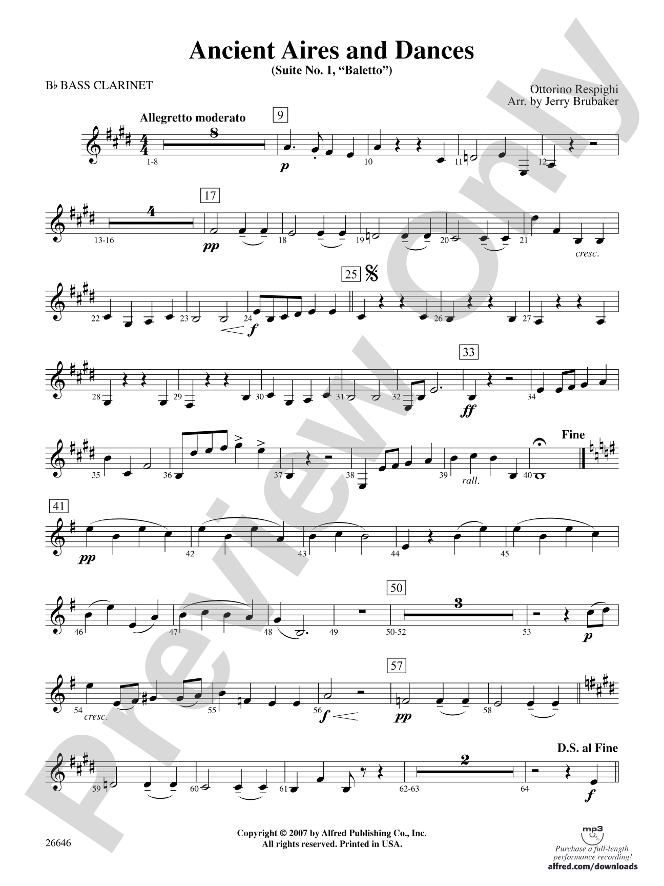 Ancient Aires and Dances, Suite No. 1 (Balletto): B-flat Bass Clarinet