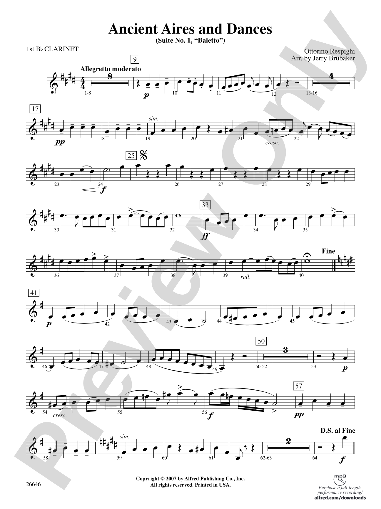 Ancient Aires and Dances, Suite No. 1 (Balletto): 1st B-flat Clarinet
