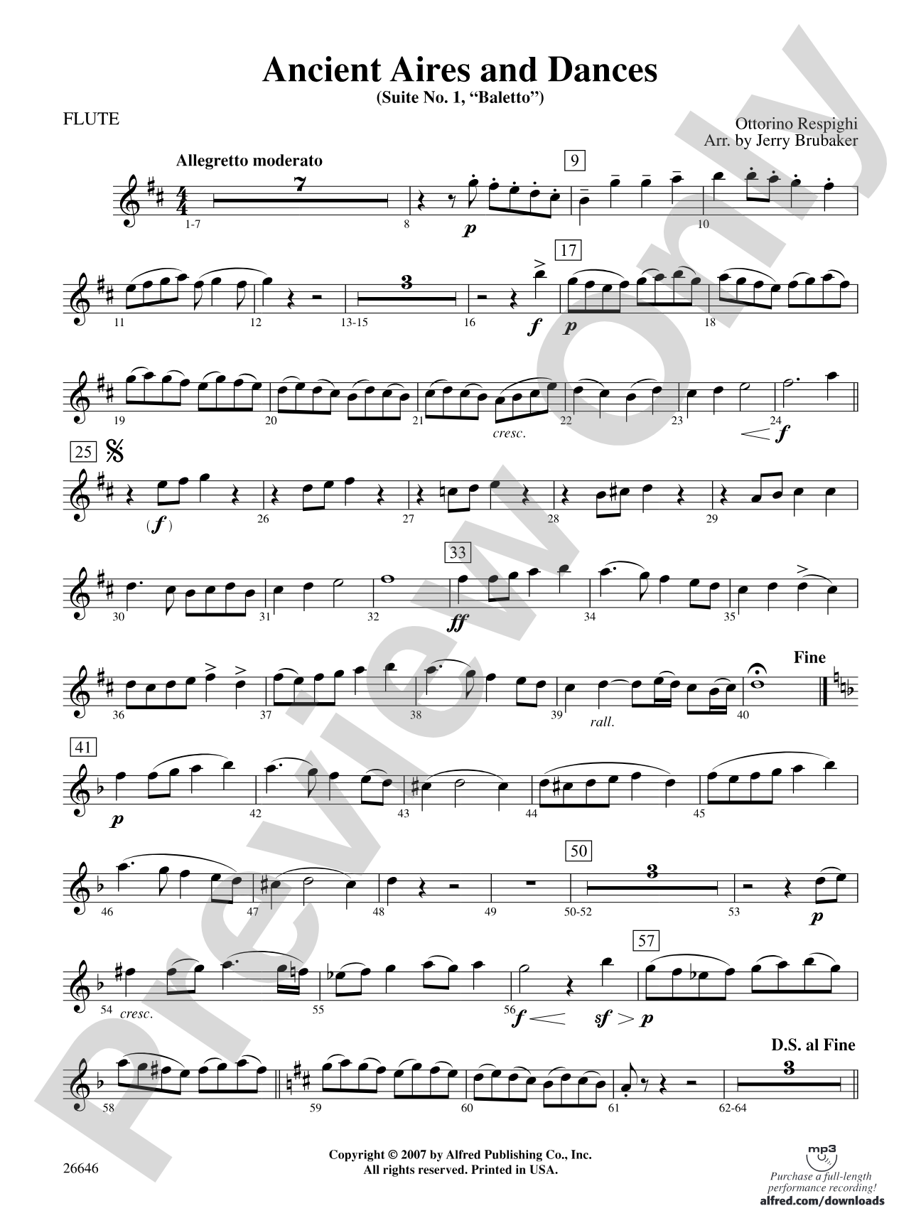 Ancient Aires and Dances, Suite No. 1 (Balletto): Flute