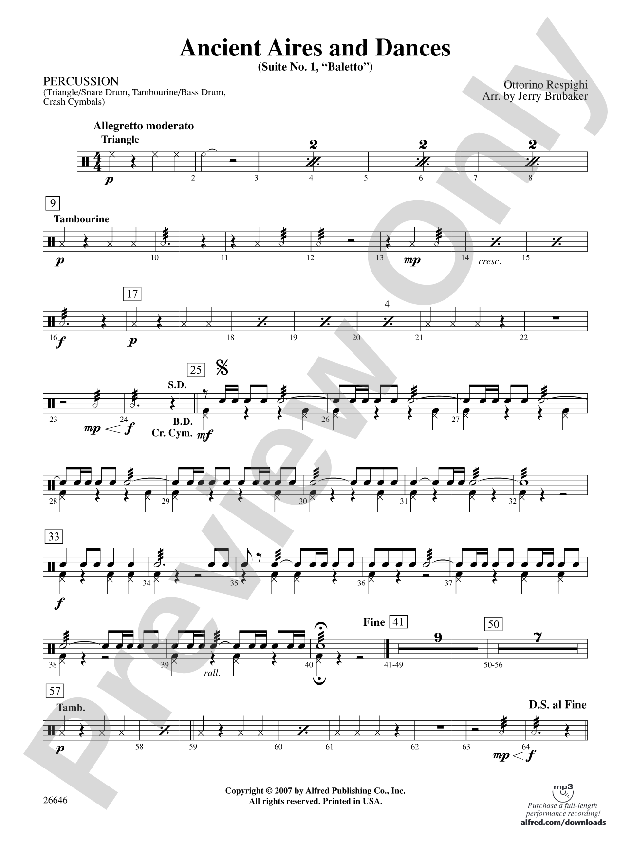 Ancient Aires and Dances, Suite No. 1 (Balletto): 1st Percussion