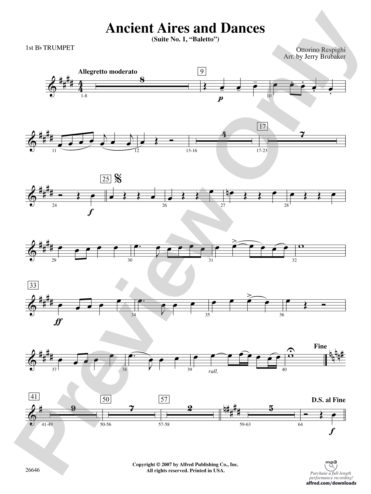 Ancient Aires and Dances, Suite No. 1 (Balletto): 1st B-flat Trumpet