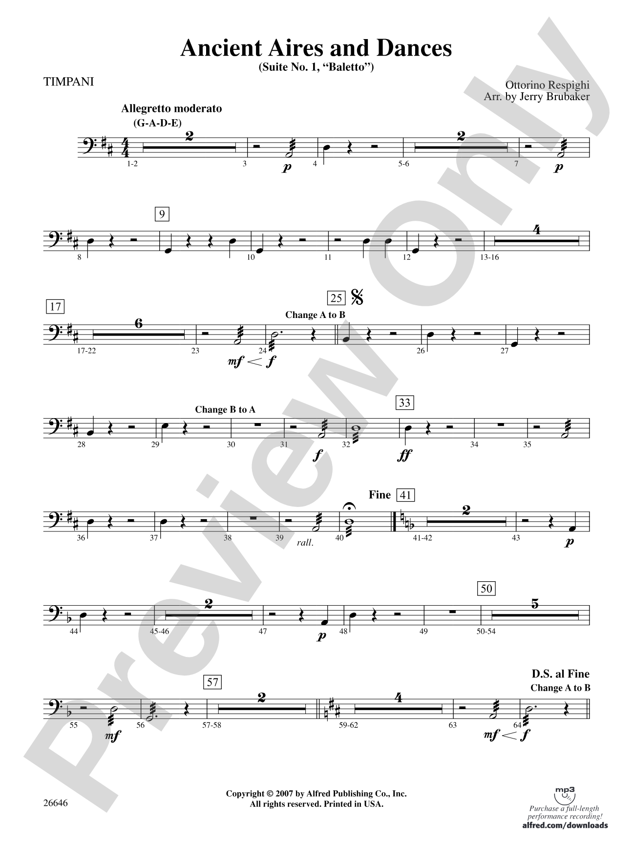 Ancient Aires and Dances, Suite No. 1 (Balletto): Timpani