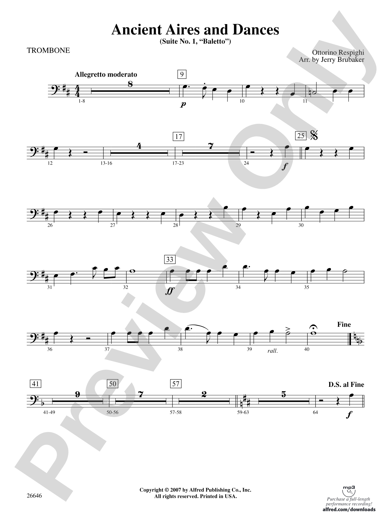 Ancient Aires and Dances, Suite No. 1 (Balletto): 1st Trombone