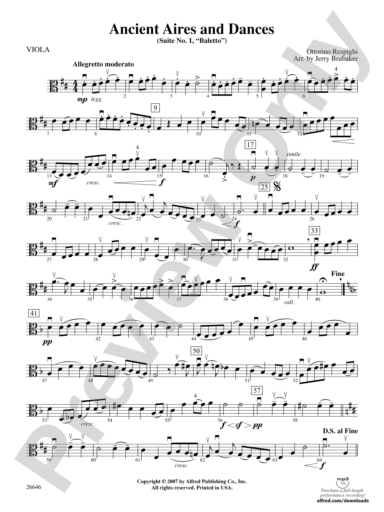 Ancient Aires and Dances, Suite No. 1 (Balletto): Viola