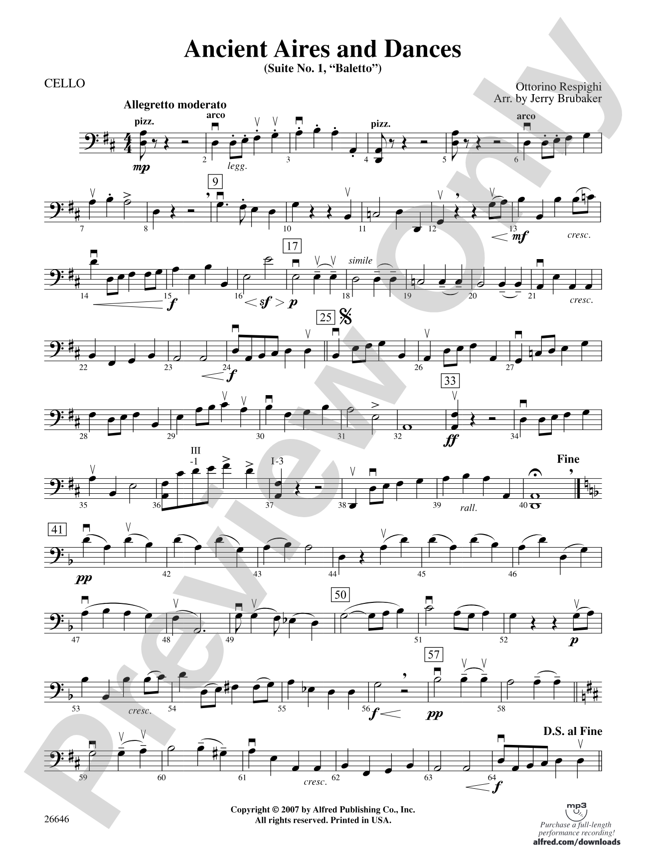 Ancient Aires and Dances, Suite No. 1 (Balletto): Cello