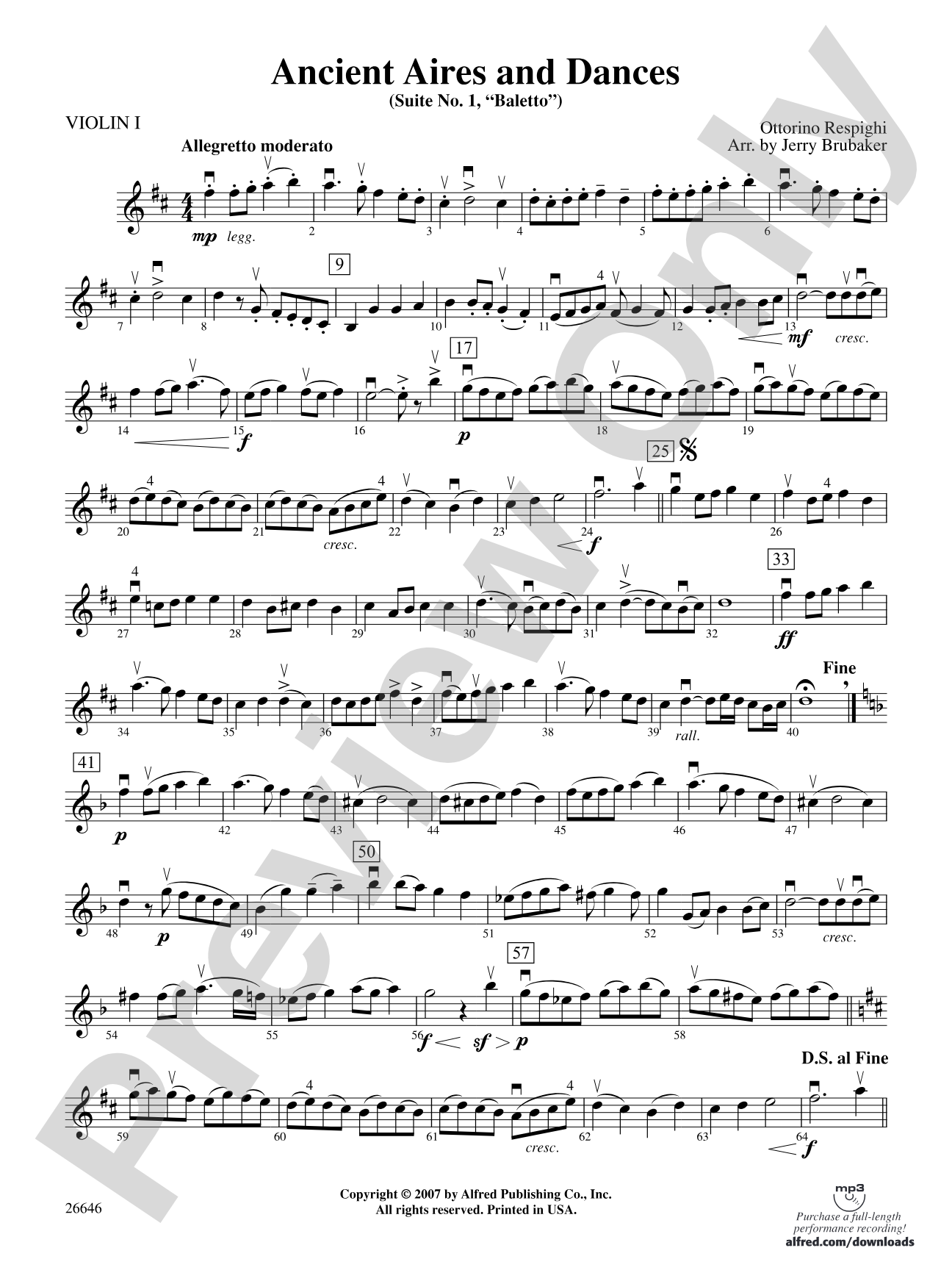 Ancient Aires and Dances, Suite No. 1 (Balletto): 1st Violin
