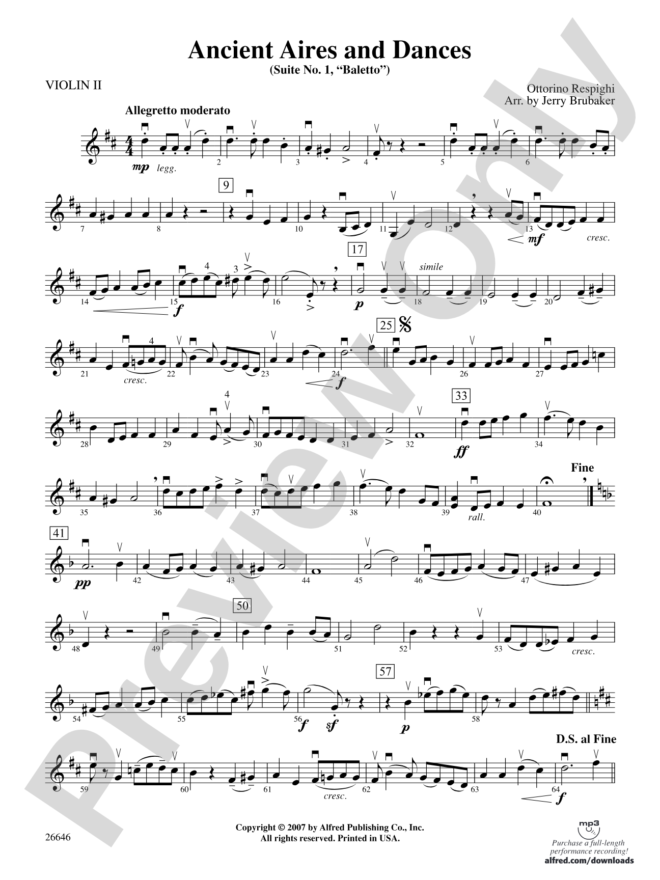 Ancient Aires and Dances, Suite No. 1 (Balletto): 2nd Violin