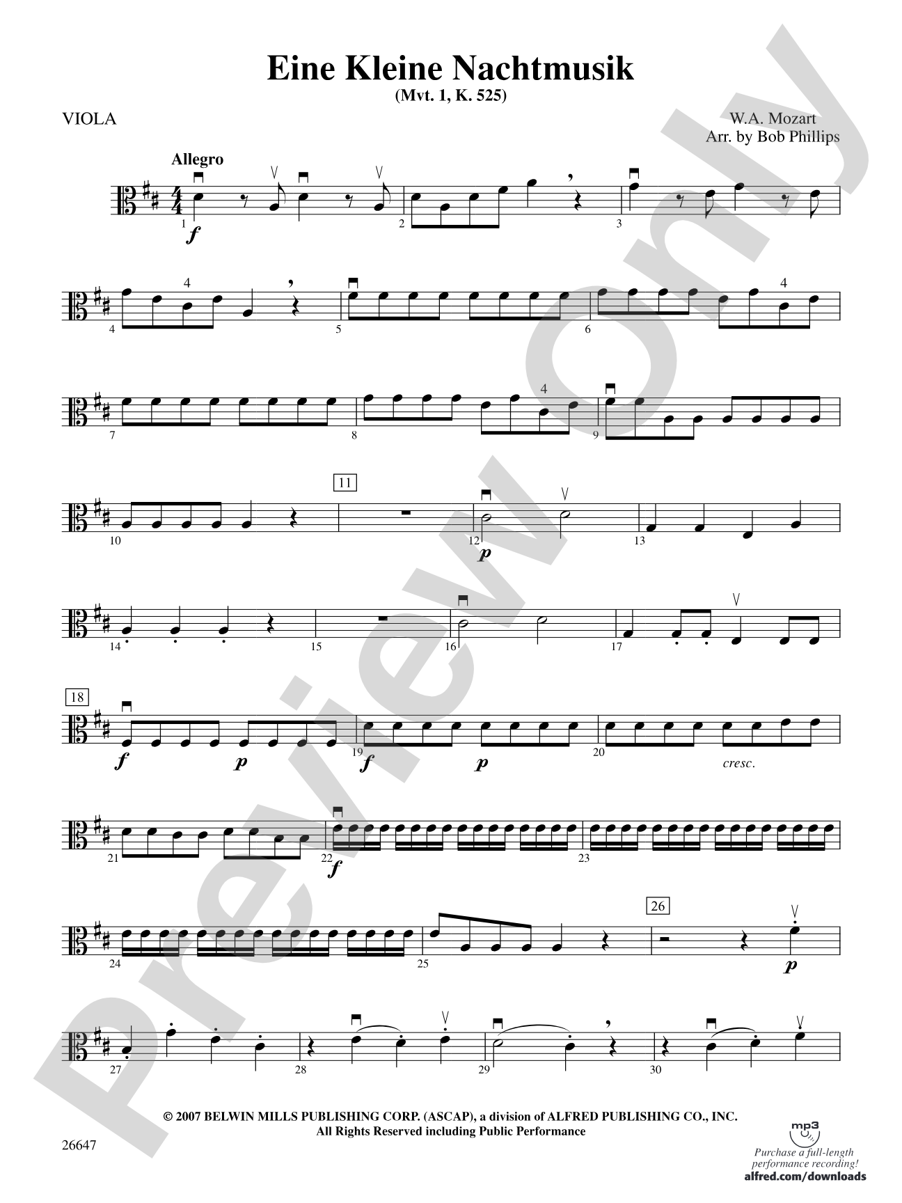 Eine Kleine Nachtmusik: Viola
