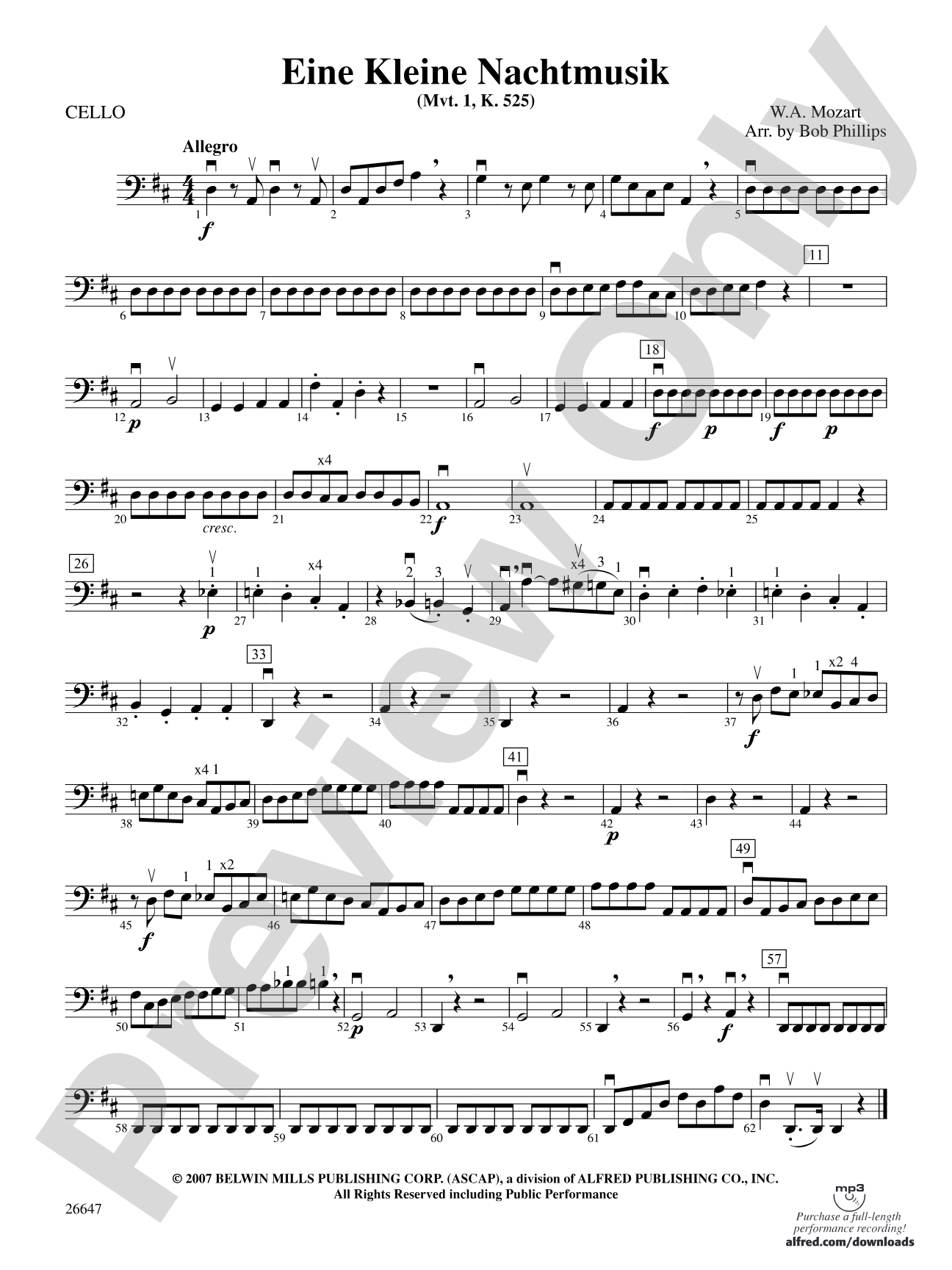 Eine Kleine Nachtmusik: Cello